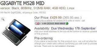 Illustration for article titled Gigabyte's 3G-Capable MID M528 Coming Out On Sept 17 For $689